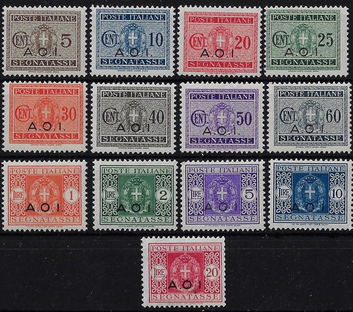 1939 segnatasse Sovrastampati AOI